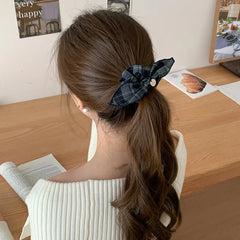 Simple Minimalistic Bowknot Fashion Scrunchies for Girls Plaid Elegant Hair Ties for Women Ladies Hair Accessories in Stock