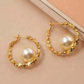 Fashion Imitation Pearl Elegant Stylish Hoop Earrings for Girls Trendy Glamorous Jewelry for Women Ladies Accessories Wholesale