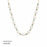 Fashion Freshwater Pearl Natural Turquoise Copper Necklaces for Girls Elegant Jewelry for Women Ladies Wholesale China Factory