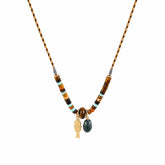 Unisex Tiger Eye Stone Braided Rope Golden Thread Blue Turquoise Necklace Fashion Trendy Factory Price in Stock Daily Jewelry