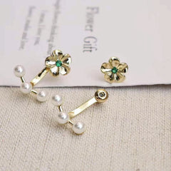 Ladies Imitation Pearl Bow Flower Decorative Small Drop Earring Fashion Elegant Glamorous High Quality Daily Jewelry Accessories