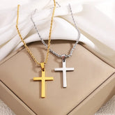 Cross Twist Chain Necklace Stainless Steel Non-fading Men Cross Pendant Necklace Casual Fashionable Women's Jewelry Accessories