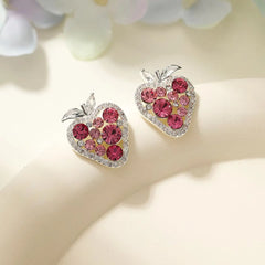 Female Strawberry Fox Cartoon Small Stud Earring Fashion Glitter Sparking Lovely Cute Jewelry Accessories for Ladies Daily Use