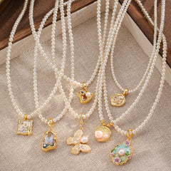 Fashion Copper 18K Gold Pearl Necklaces for Girls Elegant Sweet Drip Glaze Jewelry for Women Ladies Wholesale Manufacturer