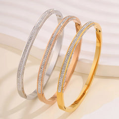 Fashion Glitter Zircon Bangles Stainless Steel Trendy Glamorous Classic Modern Jewelry for Women Bracelets Accessories Wholesale