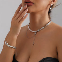 Fashion Trendy Imitation Pearl Beads Mental Necklaces for Girls Elegant Graceful Jewelry for Women Ladies Accessories Wholesale