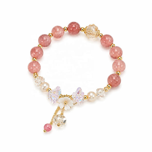Female Sweet Fashion Beads Crystal Glaze Bracelet Factory Price Low MOQ in Stock Trendy Jewelry for Women Daily Causal Party Use