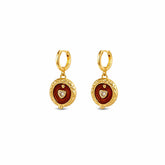 Female Red Brown Irregular Shape Zircon 18k Gold-plated Earring Elegant Fashion Vintage Low MOQ in Stock Jewelry for Women Daily
