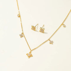 Luxury Refined Charms Elegant Sweet Necklaces for Girls Cute Glamorous Stud Earrings Jewelry Sets for Women Ladies Accessories