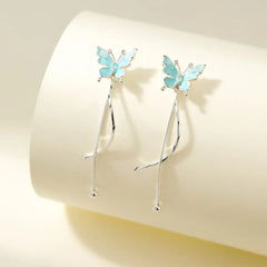 Fashion Fine Charm Tassels Drop Earrings for Girls Sweet Butterfly Imitation Pearl Simple Jewelry for Women Ladies Accessories