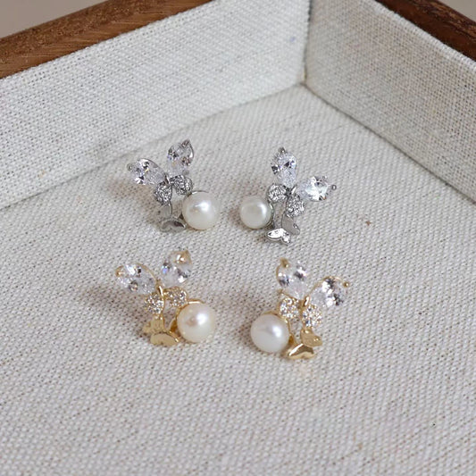 Sweet Animals Bowknot Cute Stud Earrings for Girls Simple Imitation Pearl Jewellry for Women Ladies Accessories Chinese Supplier