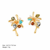 Women Colorful Fireworks Alloy Copper Stud Earring Necklace Factory Price Wholesale in Stock Jewelry Sets for Female Daily
