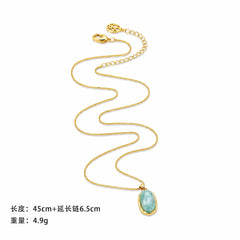Fashion Amazonite Stone Copper 18K Gold Pendent Necklaces for Girls Sweet Vintage Jewelry for Women Ladies Wholesale Bulk