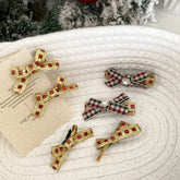 2025 Christmas Bowknot Plaid Hair Clips for Baby Girls Fashion Sweet Cute Classic Alligators for Kids Children Hair Accessories