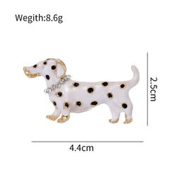 Fashion Polka Dot Dachshund Puppy Dog Brooches for Girls Trendy Cartoon Dog Pins Jewelry for Women Ladies Accessories Wholesale