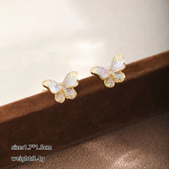 Fashion Butterfly S925 Silver Drip Glaze Glitter Stud Earrings for Girls Sweet Trendy Jewelry for Women Ladies Wholesale Bulk