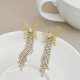 Women Hot Sale Tassel Leaf Imitation Pearl Long Drop Earring Fashion Elegant Luxurious Affordable Bulk Daily Jewelry Accessory