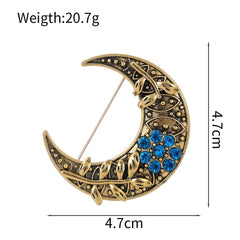 Fashion Glitter Moon Sparkle Vintage Dainty Brooches for Girls Elegant Retro Pins Jewelry for Women Ladies Accessories Wholesale