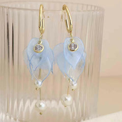 Ladies Imitation Pearl Hot Sale Blue Green Pink Drop Earring Sweet Elegant Fashion Dainty Bulk Jewelry Accessories for Causal
