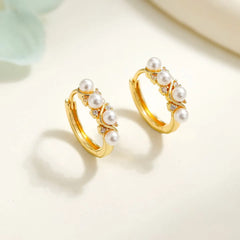 Elegant Fashion Imitation Pearl Dainty Hoop Earrings for Girls Charms Art Deco Simple Jewelry for Women Ladies Accessories