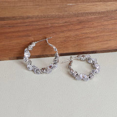 Women Rhinestone Circle Shape Small Hoop Earring Fashion Chic Sparking Luxurious Dainty Wholesale Jewelry Accessories for Daily