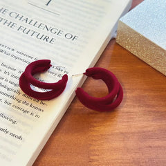 Elegant Luxury Flowers Velvet Sweet Hoop Earrings for Girls Art Deco Dainty Bold Trendy Jewelry for Women Ladies Accessories