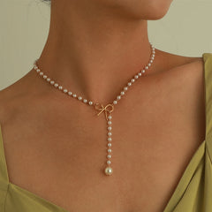 Fashion French Style Imitation Pearl Simple Necklaces for Girls Elegant Trendy Glamorous Jewellry for Women Ladies Accessories