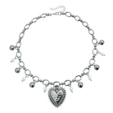 Fashion Mental Heart Shaped Cool Sweet Spicy Necklaces for Girls Punk Glamorous Jewelry for Women Ladies Accessories Wholesale