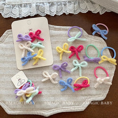 Classic Bowknot Simple Scrunchies for Baby Girls Fashion Cute Sweet Hair Ties for Kids Children Hair Accessories in Stock