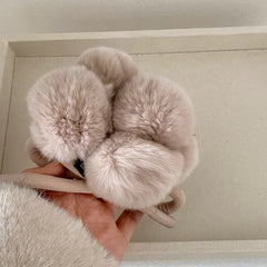 Women Plush Elastic Hair Ties Soft Fur Bow Hairband for Girl High-end Quality Korean Sweet Style Hair Ring Wholesale Accessories