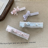 Lace Pearl Bow Flower Hairpin Small Size Hair Clips for Women Girls Spring Princess Sweet Barrette Hair Accessories Wholesale