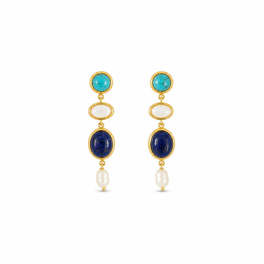 Female Blue Green Alloy Stone S925 Silver Drop Earring Elegant Charms Dainty Trendy Factory Price in Stock Jewelry for Women