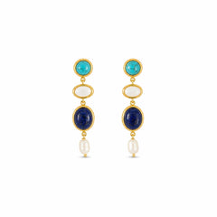 Female Blue Green Alloy Stone S925 Silver Drop Earring Elegant Charms Dainty Trendy Factory Price in Stock Jewelry for Women