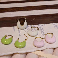 Fashion Simple Minimalistic Solid Color Trendy Hoop Earrings for Girls Cute Retro Vintage Jewelry for Women Ladies Accessories