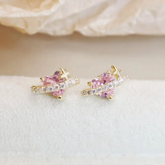 Classic Elegant Heart Shaped Sweet Stud Earrings for Girls Glitter Fine Adorable Jewelry for Women Ladies Accessories Wholesale