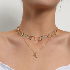 Fashion Flower Sea Layered Wearing Necklaces for Girls Sweet Cute Elegant Jewelry for Women Lady Accessories Wholesale Supplier
