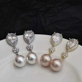 Glitter Luxury Rhinestone Imitation Pearl Drop Earrings for Girls Sweet Elegant Jewelry for Women Ladies Accessories Wholesale