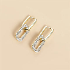 Fashion Luxury Glitter Hoop Drop Earrings for Girls Simple Minimalistic Art Deco Dainy Jewelry for Women Ladies Accessories