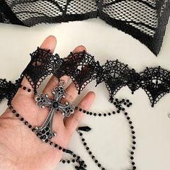 Women Hot Sale New Design Solid Colored Halloween Festival Celebration Bowknot Fashion Elegant in Stock Glove Necklace Accessory