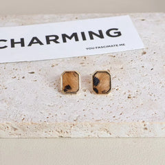 Ladies New Design Leopard Print Decorative Square Shape Stud Earring Fashion Trendy Chic Bulk Order Jewelry Accessory for Daily