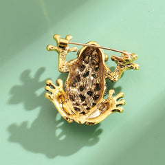Fashion Glitter Rhinestone Animals Frog Brooches for Girls Stylish Trendy Pins Jewelry for Women Ladies Accessories Wholesale