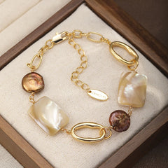 Fashion Baroque Pearl Shell 18K Gold Plated Bracelets for Girls Boho Trendy Jewelry for Women Ladies Wholesale Low MOQ Bulk