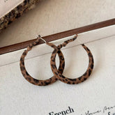 Women Leopard Print Circle Square Medium Hoop Earring Fashion Elegant Vintage Luxurious Glamorous Bulk Daily Jewelry Accessories