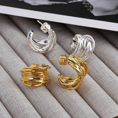 Niche Personality Irregular Earring Stud Winding Line Metal Style Hoop Earrings Luxury Simple Mimimalist Fashion Earrings Women
