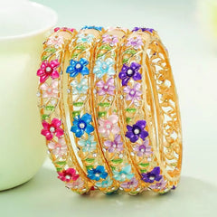 Vintage Luxurious Glitter Flower Floral Bangles for Girls Fashion Latest Jewelry for Women Ladies Accessories Chinese Supplier