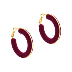 Ankela Red Flucked Velvet Earrings Large Hoop Light Luxury High-end Ear Buckles Retro Ear Jewelry for Women Autumn and Winter