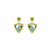 Women Triangle Flower Pink Green S925 Silver 18k Gold-plated Stud Earring Elegant Fashion Low MOQ in Stock Jewelry for Female