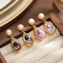 Fashion S925 Silver Freshwater Pearl Drop Earrings for Girls Elegant Luxury Copper 18K Gold Jewelry for Women Ladies Wholesale