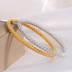 Fashion Design Glitter Bead Bangles Stainless Steel Jewelry for Women Accessories Minimalist Vintage Trendy Bracelets Wholesale