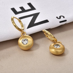 French-style Cute Zirconium-inlaid Hoop Earrings Gold Brushed Round Square Heart-shaped Small Ear Buckles Elegant Accessories